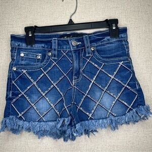 STELLA IN DREAMS EMBELLISHED FRINGE JEAN SHORTS Size 9/29
